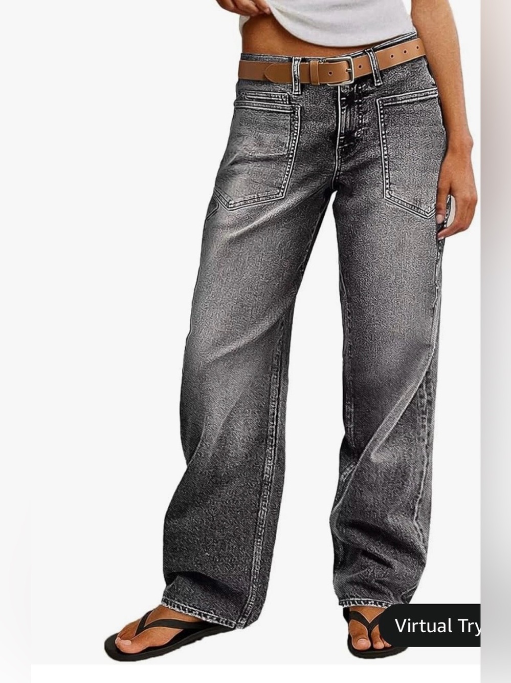 Flamingals Black Wash Mid Waist Straight Leg Jeans